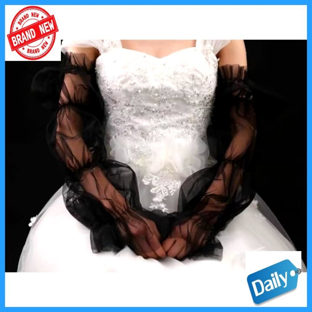 Long Sheer Fingerless Mesh Gloves Women's Opera Party Dance Accessory - Picture 3 of 6
